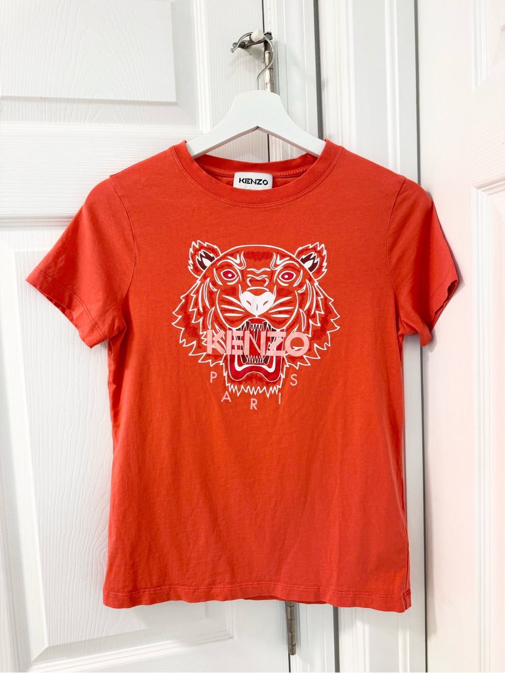 Kenzo crew neck shortsleeve t-shirt graphic tiger  coral red tee women’s size XS